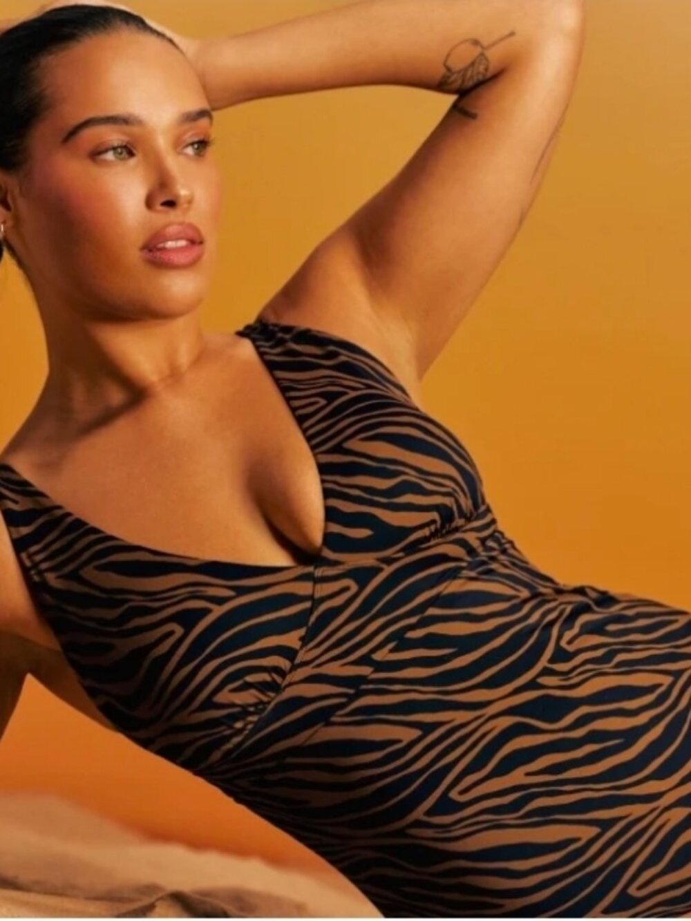 Knix Leakproof Classic One Piece Swimsuit in "Feline" Tiger Stripe Print Suze L